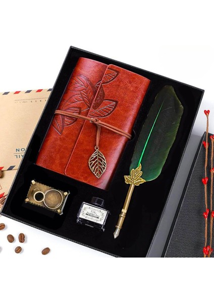 Hatıra Defteri Masa Üstü Tüylü Divit Mürekkep Seti