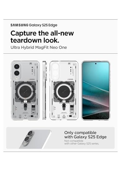 Galaxy S25 Edge ile Uyumlu Ince Kılıf Ultra Hybrid Sararma Karşıtı Duraclear Hava Kanalı Teknolojisi Askeri Sınıf Koruma Magfit Özellikli Neo One Tasarım Kapak - ACS09416 fiyatları