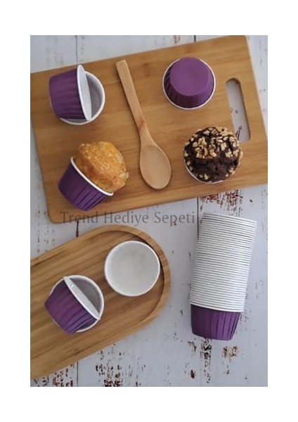 Hediye Sepeti 50'li Mor Muffin Kek Kalıbı, Kek Kapsülü Kalıbı, Airfryer Uyumlu modelleri