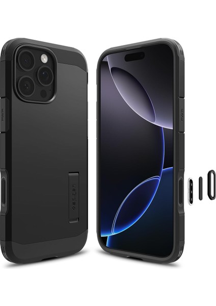 16 Pro Max ile Uyumlu Ekstra Dayanıklı Magsafe Kılıf Tough Armor Ai T Kamera Butonu Hava Kanalı Teknolojisi Askeri Sınıf Koruma Kickstand'lı Çift Katman Kapak - ACS08503