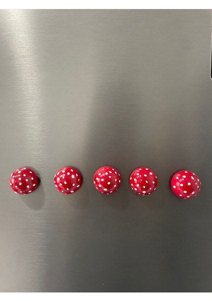 5'li Kırmızı Mantar Magnet Seti - Buzdolabı Süsü - Dekoratif Mıknatıs modelleri