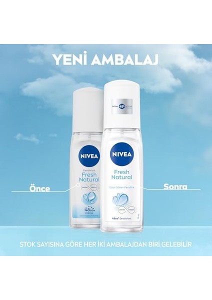 Nıvea Kadın Pump Sprey Deodorant Fresh Natural 75ML, Ter Kokusuna Karşı 48 Saat Koruma, Ferahlık