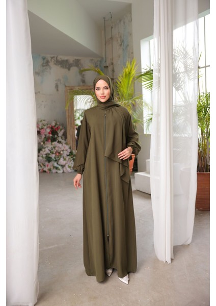 Ankanoor Açık Haki Medine Ipeği Şallı Namaz Elbisesi ANKA255047