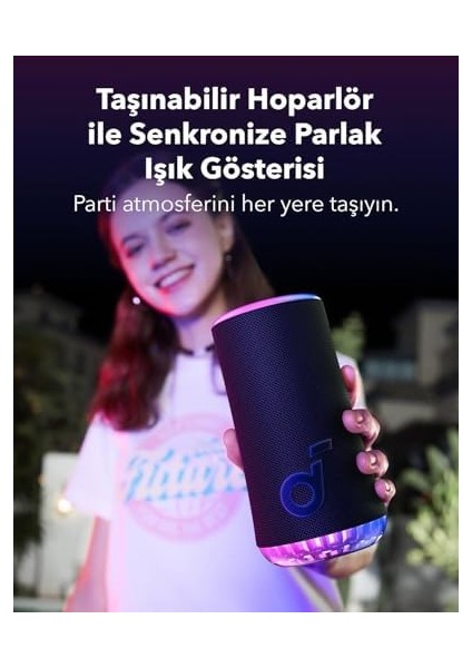 By Glow 30W, 30W 360° Ses, Senkronize Radyant Işık, 18 Saat Oynatma Süresi, Özelleştirilebilir Eq, Işık Gösterisi, IP67 Su Geçirmez, Glow Taşınabilir Hoparlör, Mavi modelleri