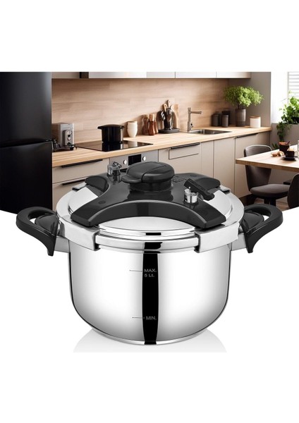 5 Litre Pratik Düdüklü Tencere Siyah Kapak