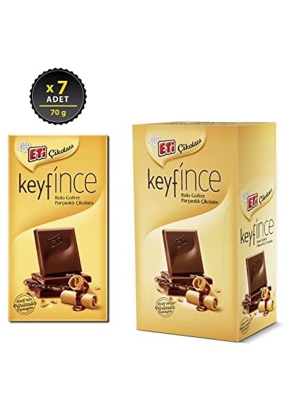 Eti Keyf'ince Rulo Gofret Parçacıklı Çikolata 70 G x 7 Adet modelleri