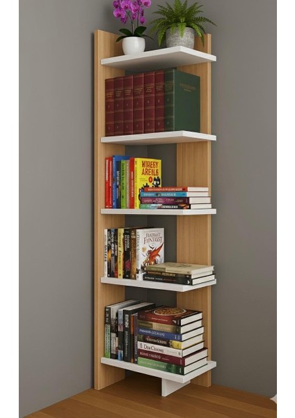 Beş Raflı Köşe Kitaplık