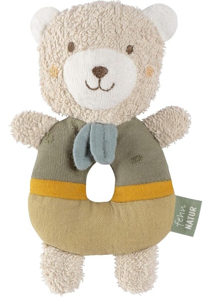 Bebek Halka Kavrama Oyuncağı Ayıcık - Organik Pamuklu Pelüş Hayvan - Oyun Oynayarak Öğrenmek Için Çıngıraklı Oyun Hayvanı - 0+ Aylık Bebekler ve Küçük Çocuklar Için Kavrama Oyuncağı