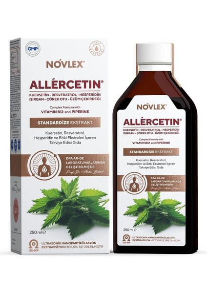 Novlex All'ercetin Ekstrakt Kuersetin, Resveratrol ve Bitki Ekstreleri Içeren Takviye Edici Gıda 250 ml
