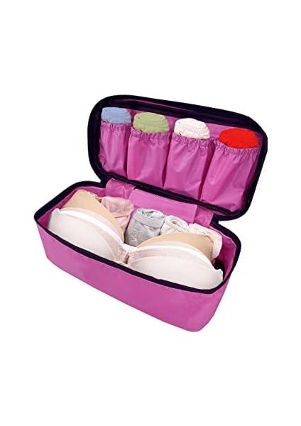 Minufco Kadın Makyaj Fırçası Sütyen Saklama Organizeri ve Iç Çamaşırı Düzenleyici Pembe Makyaj Çantası