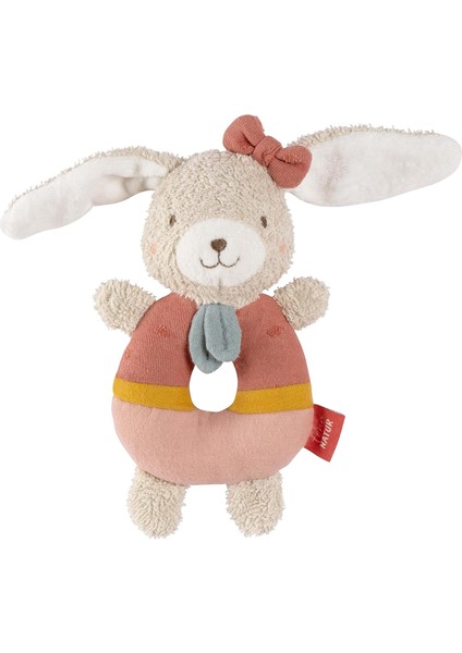 Bebek Halka Kavrama Oyuncağı Tavşan - Organik Pamuklu Pelüş Hayvan - Oyun Oynayarak Öğrenmek Için Çıngıraklı Oyun Hayvanı - 0+ Aylık Bebekler ve Küçük Çocuklar Için Kavrama Oyuncağı