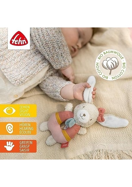 Bebek Halka Kavrama Oyuncağı Tavşan - Organik Pamuklu Pelüş Hayvan - Oyun Oynayarak Öğrenmek Için Çıngıraklı Oyun Hayvanı - 0+ Aylık Bebekler ve Küçük Çocuklar Için Kavrama Oyuncağı fiyatları