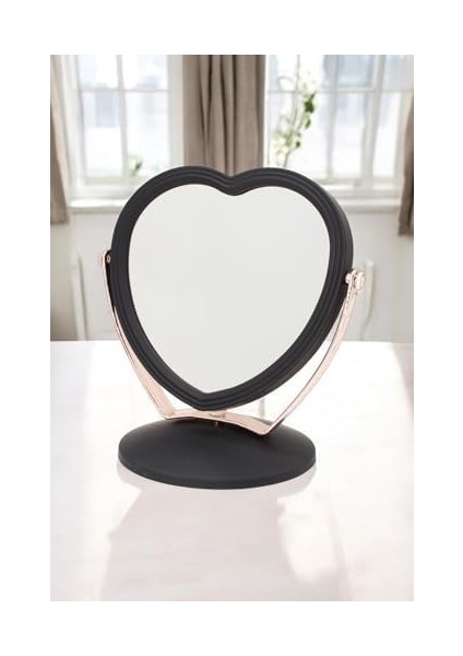 Efe Mark Süet Pvc Serisi 3x Büyüteçli Çift Taraflı Ayarlanabilir Eğimli Masa Üstü Makyaj Aynası 19X12 cm Kalp Desenli modelleri