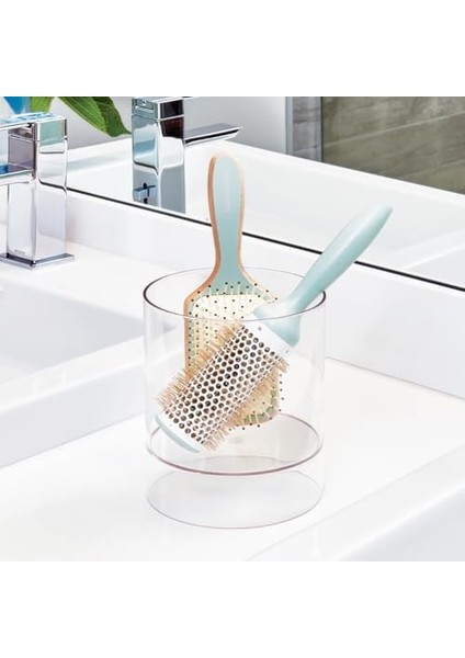 Idesign 69930 Netlik Saç Aksesuarı Düzenleyici, Plastik Banyo Saklama Kutusu, 2 Bölmeli, Şeffaf modelleri