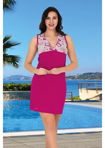 Lady Çiçekli Fuşya Gecelik Sabahlık Takımı fiyatları