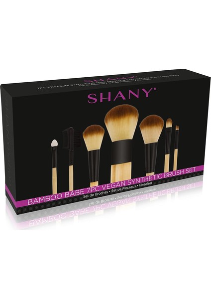 Shany Bambu Makyaj Fırça Seti - Premium Sentetik Saç ve Pamuk Kılıfı ile Vegan Fırçalar - 7 Adet