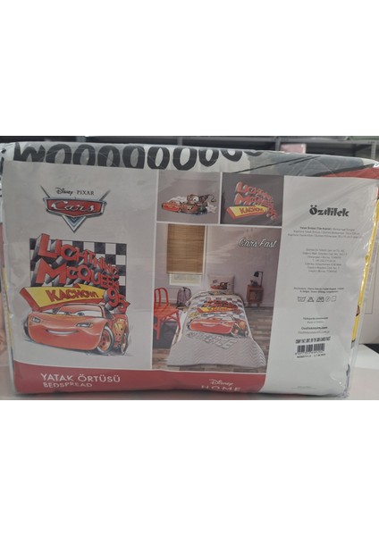 Lisanslı Disney Çocuk Yatak Örtüsü Takımı Tek Kişilik Gri Cars Fast