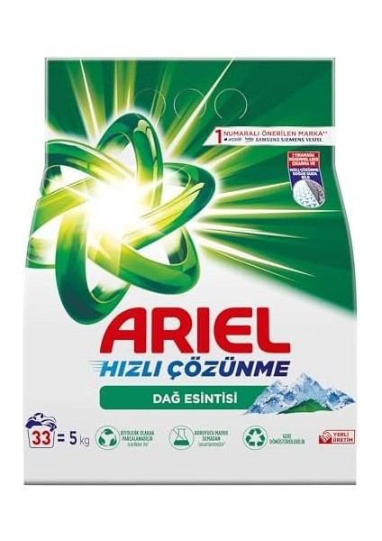 Ariel Dağ Esintisi 5 kg Hızlı Çözünme Toz Çamaşır Deterjanı fiyatları