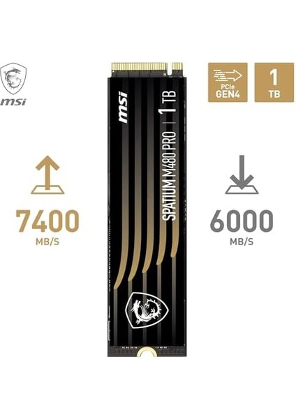 Msı SSD Spatıum M480 Pro Pcıe 4.0 Nvme M.2 1tb R:7400 W:6000 fiyatları