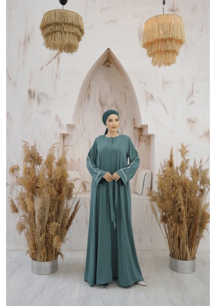 Ankanoor Mint Gizli Patlı Biyeli Abaya Kol Ferace ANKA255058 modelleri