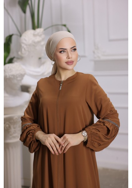 Ankanoor Taba Balon Kol Taşlı Ferace ANKA255017 indirimleri