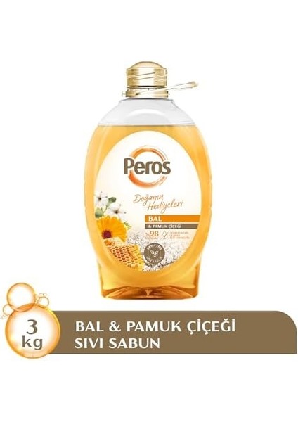 Peros Doğanın Hediyeleri Bal & Pamuk Çiçeği Sıvı Sabun 3000 G