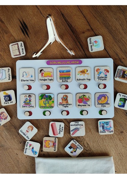 Sorumluluk ve Görev Tablosu - Montessori Eğitici ve Eğlenceli Ahşap Oyuncak modelleri