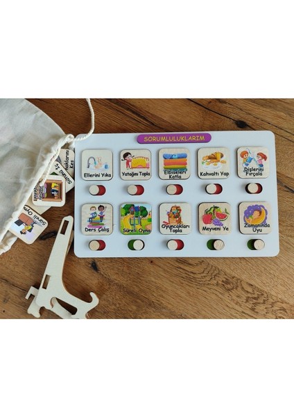 Sorumluluk ve Görev Tablosu - Montessori Eğitici ve Eğlenceli Ahşap Oyuncak fırsatları