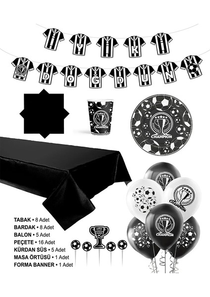 Champion Siyah Beyaz Kutlama Seti fiyatları