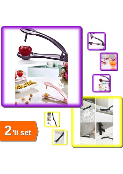 Zeytin Çekirdeği Aparatı + Ince Kıl Temizlik Fırçası 2'li Set A4B5C6