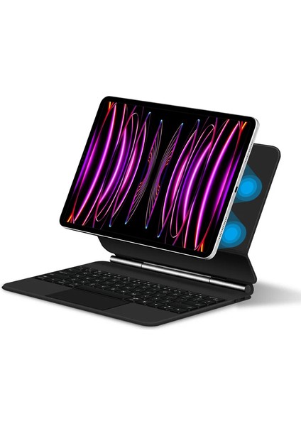 Apple iPad Pro 11 Inc M5 (2025) LED Aydınlatmalı Touchpadli Manyetik Kapaklı Bluetoothlu Magic Klavyeli Kılıf