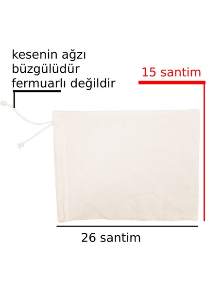 Bakliyat Ham Bez Saklama Kesesi Büzgülü Ürün Yüzde Yüz Pamuk Kotondur 26X15 Santim Hacim 1 Kilo