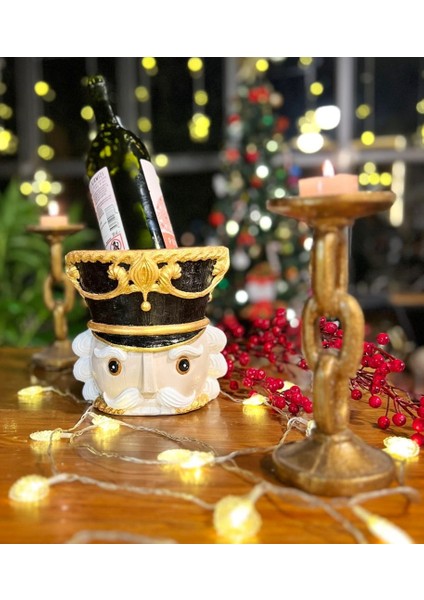 El Boyama Yeni Yıl Hediyesi Kurşun Asker Şaraplık / Saksı / Biblo, Fındıkkıran Dekoratif Obje