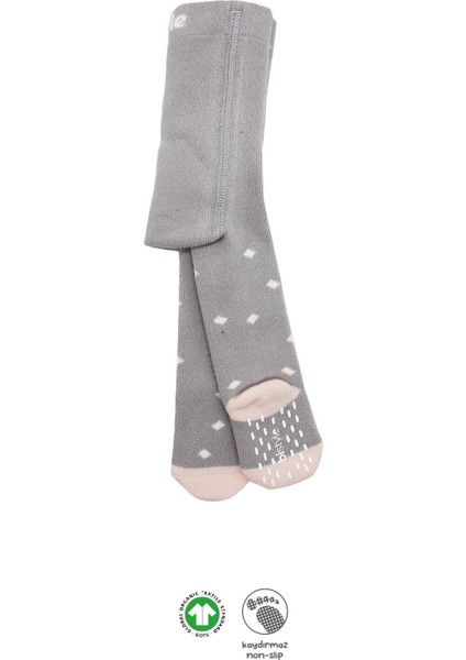 Bistyle Tekli Puan Kaymaz Havlu Külotlu Çorap BS50502 Gri