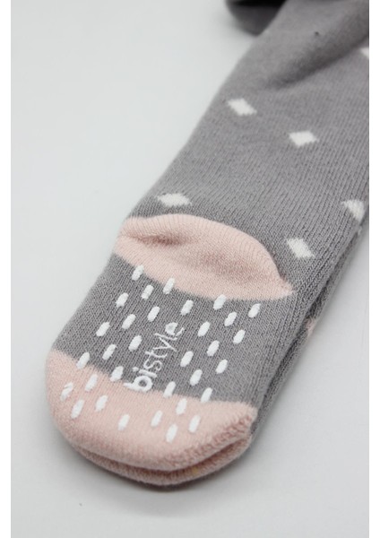 Bistyle Tekli Puan Kaymaz Havlu Külotlu Çorap BS50502 Gri modelleri