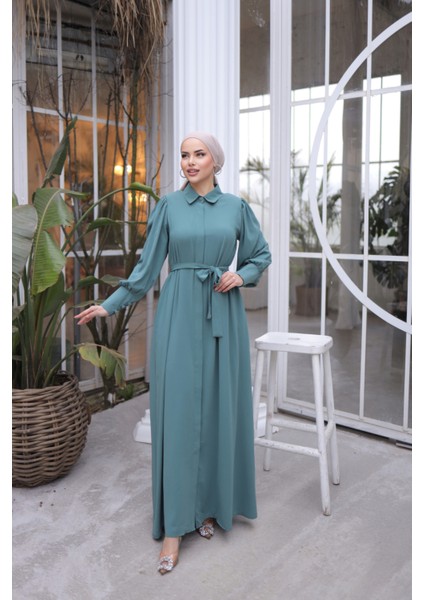 Ankanoor Mint Gizli Patlı Düğmeli Ferace ANKA255044