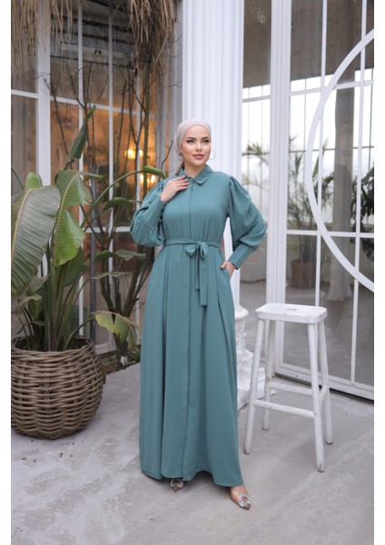 Ankanoor Mint Gizli Patlı Düğmeli Ferace ANKA255044 fiyatları