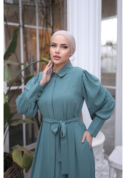 Ankanoor Mint Gizli Patlı Düğmeli Ferace ANKA255044 modelleri