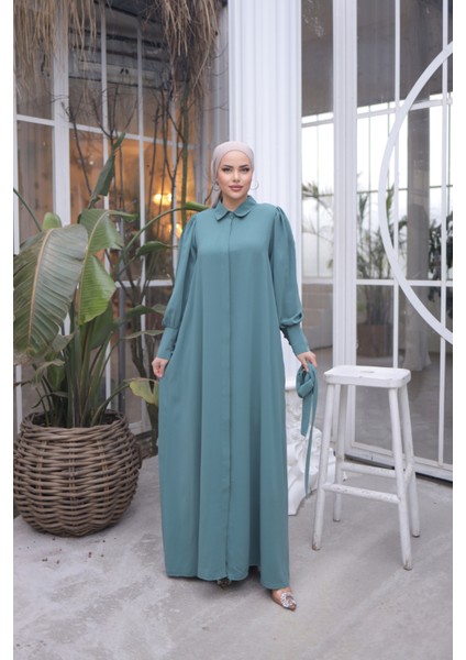 Ankanoor Mint Gizli Patlı Düğmeli Ferace ANKA255044 fırsatları