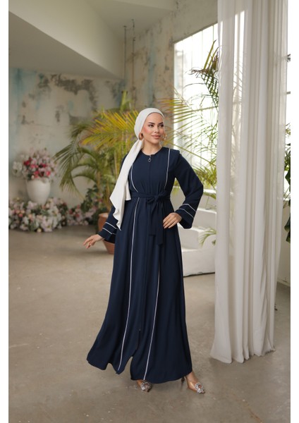 Ankanoor Lacivert Kol Ağzı ve Önü Çift Biyeli Ferace ANKA255045