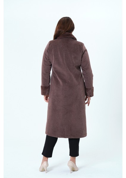 Badenur Kadın Büyük Beden Fok Kumaş Bebe Yaka Astarlı Kaban fiyatları