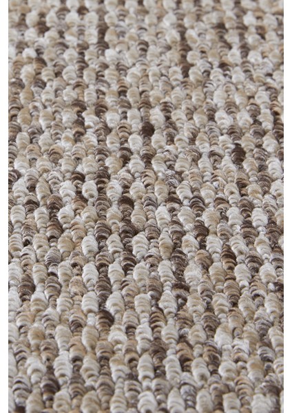 Crystal Kahve ve Bej Renk Efektli Kaymaz Taban Silinebilir Bukleli Halı