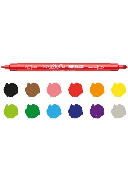 Carioca Birello Süper Yıkanabilir Çift Taraflı Keçeli Boya Kalemi 12li fiyatları