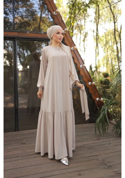 Ankanoor Açık Bej Gizli Patlı Ferace ANKA255020 indirimleri