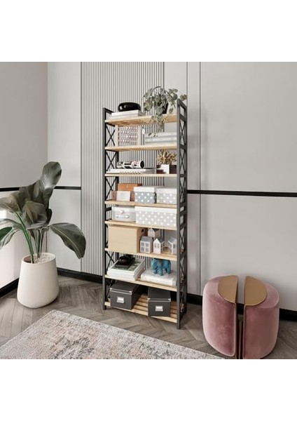 8 Katlı Çok Amaçlı Raf – 47X18X127 Cm, Mdf ve Plastik Malzeme, Kurulum Qr Kodlu, Modern ve Dekoratif Düzenleyici Dolap Ünitesi, Siyah modelleri