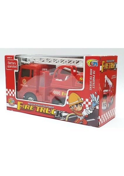 İtfaiye Aracı Merdivenli Pilli Işıklı Sesli Çarp Dön - 175B-2