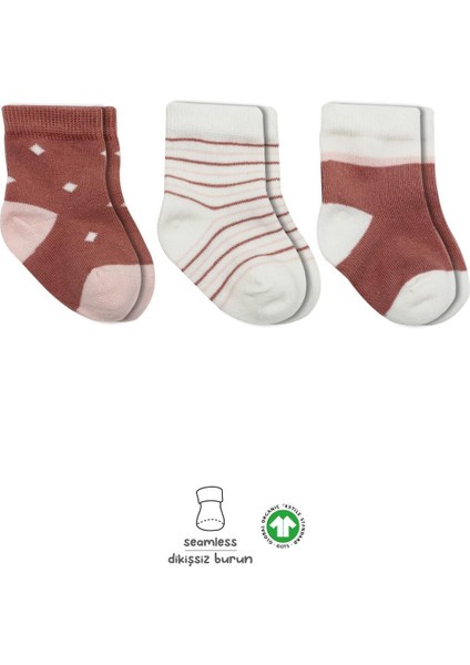 Bistyle 3'Lü Penye Kız Soket Çorap BS10112 Pudra