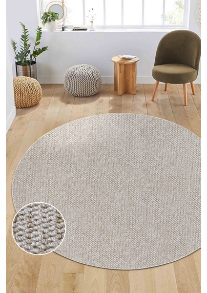 Crystal Bej ve Krem Renk Efektli Kaymaz Taban Silinebilir Bukleli Halı