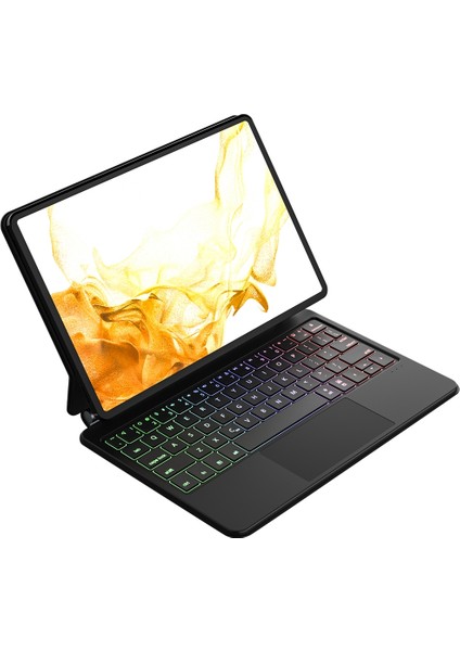 Samsung Galaxy Tab S7 Fe LED Aydınlatmalı Touchpadli Manyetik Kapaklı Bluetoothlu Magic Klavyeli Kılıf T730