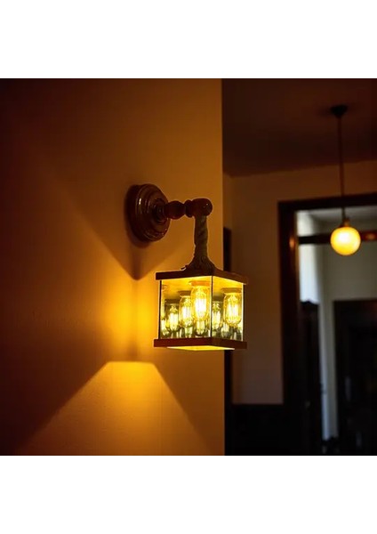 Vera - Sonsuzluk Efektli Aplik, Doğal Ahşap Duvar Lambası